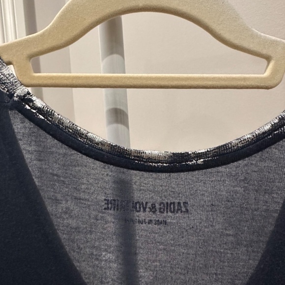 Zadig & Voltaire Tam Silver Foil Trimmed Tank - Size M - Picture 7 of 10